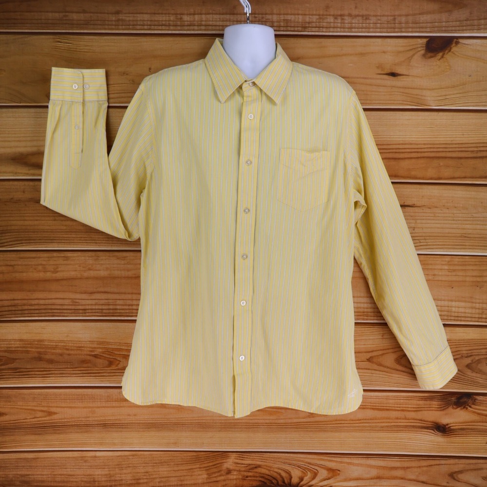 Urban Pipeline Dress Shirt Mens Size XL Yellow Striped 100% Cotton‎ Point Collar